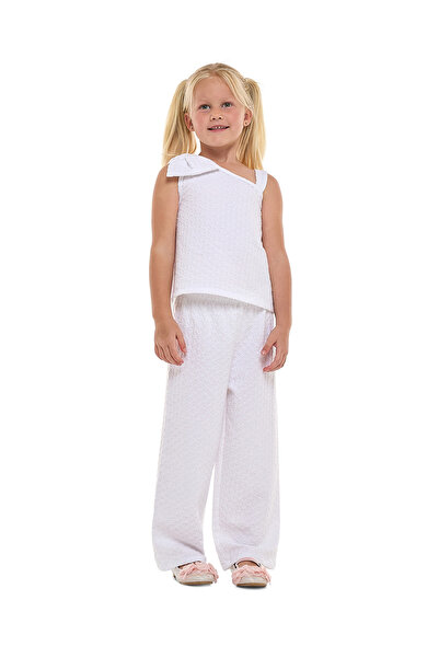 R&B Textured Bow Detail Top and Pants Set