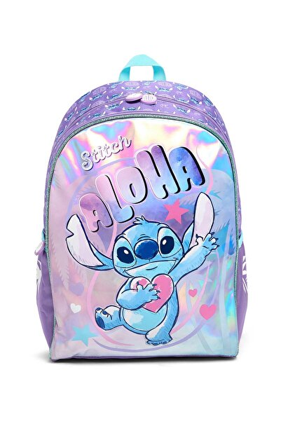 R&B حقيبة ظهر بطبعة غرزة فتاة أرجوانية مقاس 16 بوصة