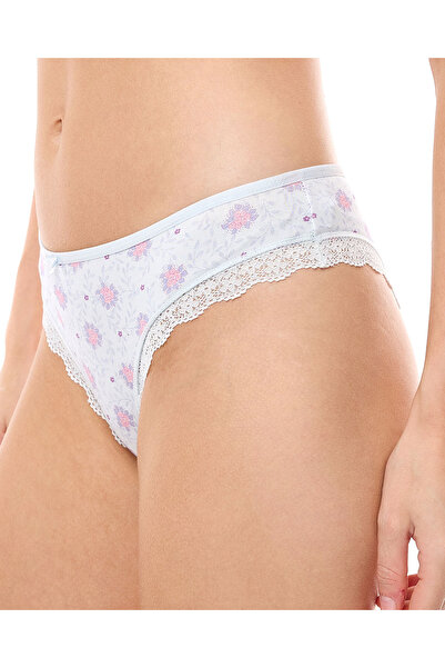 R&B 3 Pack Printed Lace Trim Brazilian Briefs