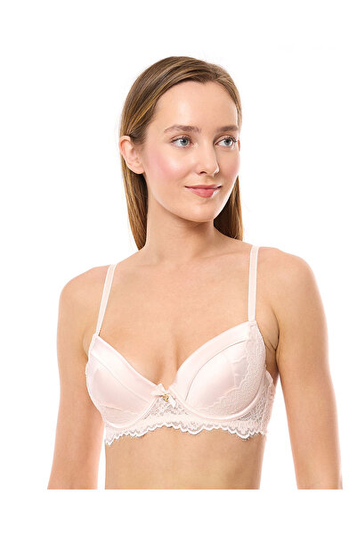 R&B Nude Pink WoMen's's Lace Trim Push Up Bra