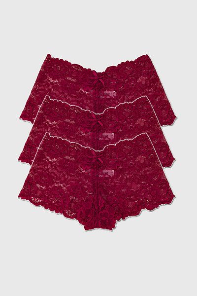 BRAINWEAR Women's 3 Pack Multicolor Lace Shorts Panties