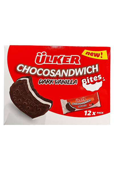 Ülker بسكويت أولكر شوكو ساندويتش بنكهة الفانيليا الداكنة، 32 غرام × 12
