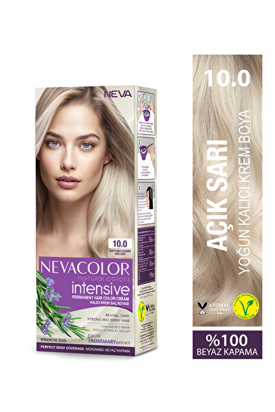 Neva Color INTENSIVE 10.0 AÇIK SARI Kalıcı Krem Saç Boyası Seti