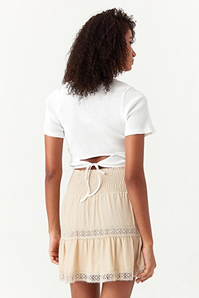 Select Moda Жіноча бежева міні-спідниця з мереживом