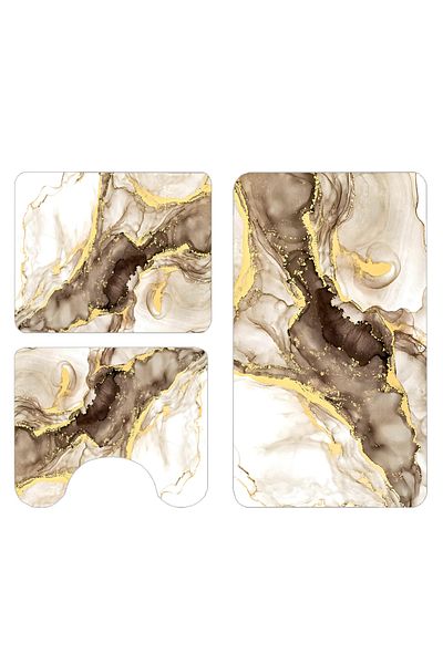 Teno Set 3 Covoare de Baie Universale Teno®, spuma, ultra-absorbante, 3 dimensiuni, bej/auriu