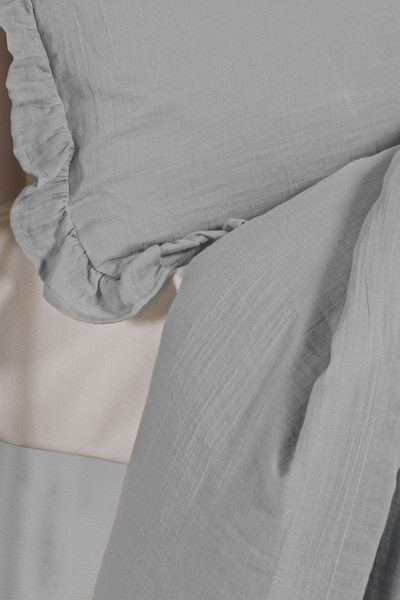 Kanz Frilly 100% Cotton Muslin Baby Duvet Cover Set - Gray