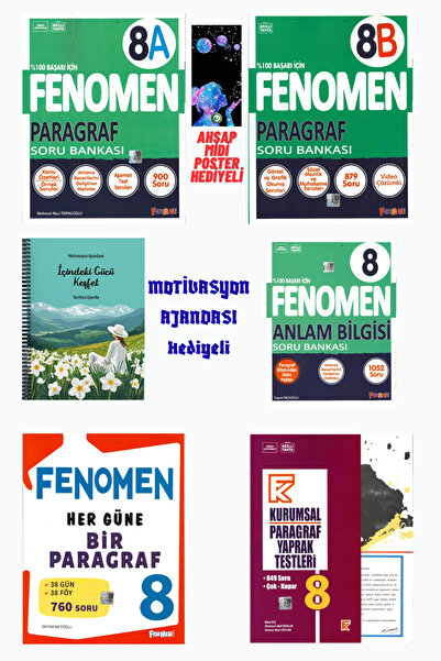 Fenomen Yayıncılık 8.Sınıf Paragraf ve Anlam Bilgisi Soru Bankası +Yaprak Tes...