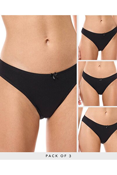 R&B Black WoMen's's 3 Pack Solid Bikini Briefs