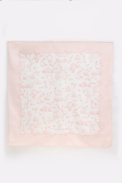 Atelier Babbi بطانية أطفال من الموسلين بطبقة مزدوجة - توال دو جوي / وردي