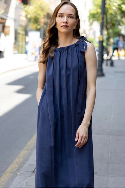 Suzi Long Dress with Shoulder Tie 3213