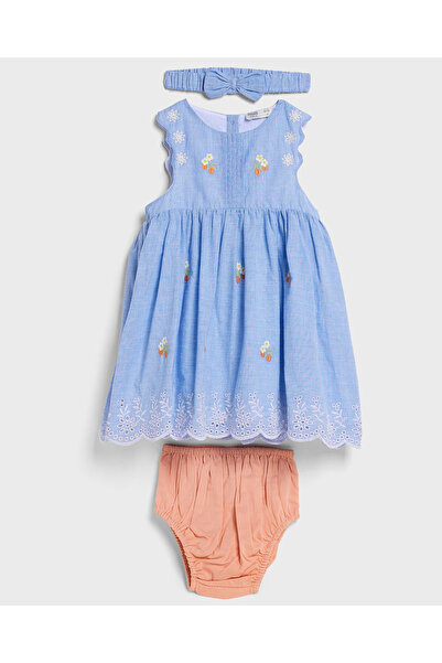 R&B Embroidered Sleeveless Dress with Bloomers and Headband