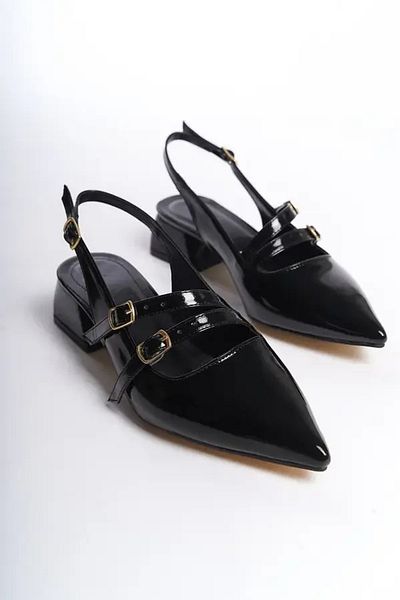 leopar by çetinay 297 “Serena Mary Chic” |   Women's Double Buckle Thick Heeled Pointed Toe Shoes