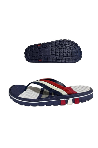 Calx Men's Navy Blue Red Flip Flops Beach Daily Walking Slippers