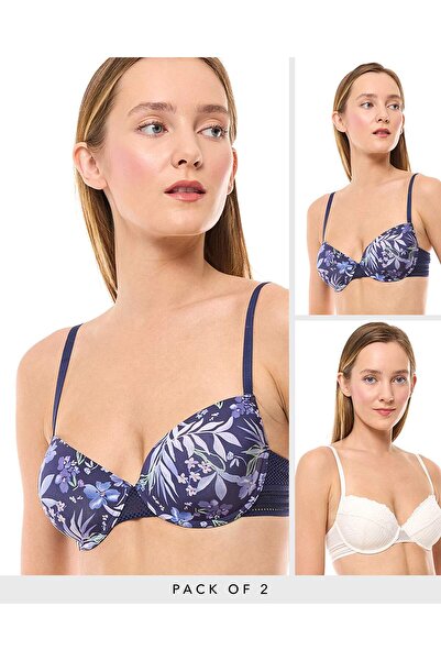 R&B Navy Blue WoMen's's 2 Pack T-Shirt Bras