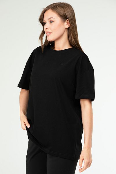 speedlife Μαύρο Oversize Basic 100% βαμβακερό γυναικείο μπλουζάκι με κοντό μανίκι SF0756