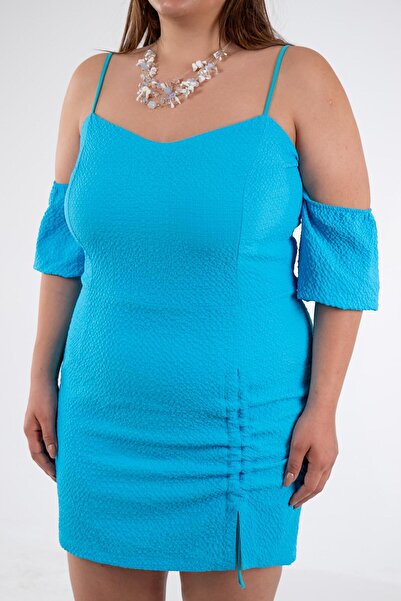 Roxxlen Φόρεμα μεγάλου μεγέθους με λεπτομέρεια με γιακά και μανίκια