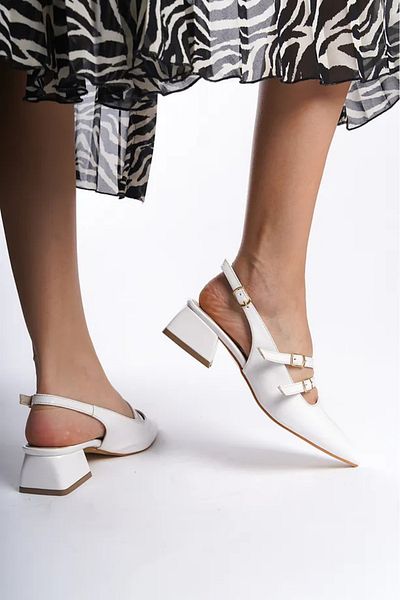 leopar by çetinay 297 “Serena Mary Chic” |   Women's Double Buckle Thick Heeled Pointed Toe Shoes