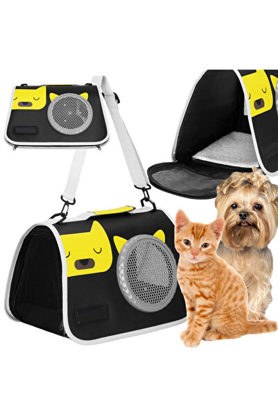 SERSIMO Geanta pentru transport animale mici, pentru caine si pisica, pliabila, 24x40x24 cm, negru