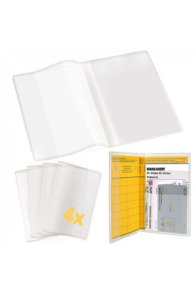 Gmili Set of 4 passport/passport book covers, PVC, transparent, 9.3 x 13 cm