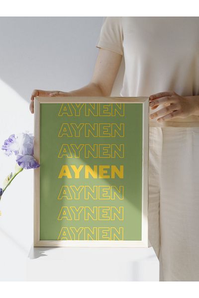 studio duha „Samo Samo” Poster minimalist scris în galben verde Pictură fără încadrare Decor de perete colorat Poster Samo