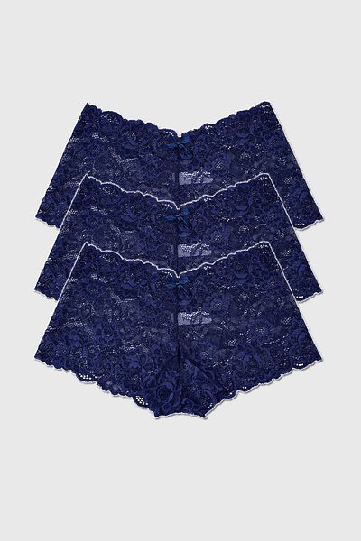 BRAINWEAR Women's 3 Pack Multicolor Lace Shorts Panties