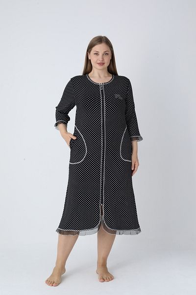 ROMEO LİFE Women's Plus Size Viscose Modal Fabric Patterned Zipper Dress 8020