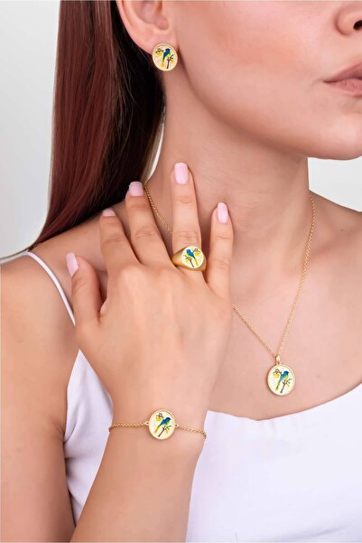 So CHIC... Serenat Kuşu 18 Ayar Sarı Altın Kaplama Gümüş Yüzük