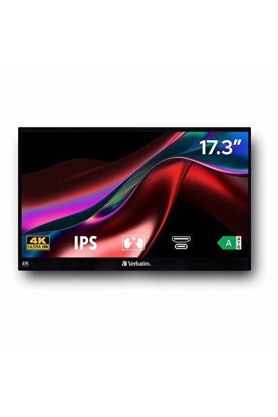 Verbatim PMT-17-4K 17.3" 60Hz 6Ms HDMI+USB-C HDR UHD FreeSync IPS Taşınabilir Dokunmatik Monitör