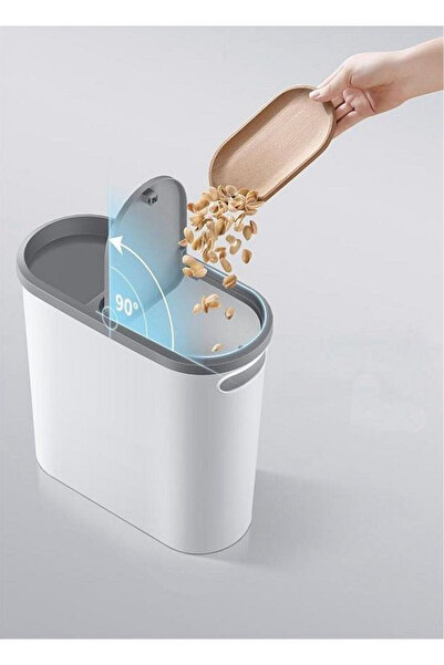 FERAH PLASTİK Narrow Design Trash Can with Lid – 10 Liters, Practical Use for Bathroom and Kitchen, Modern Design