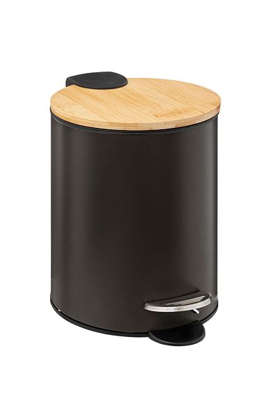 5FiveSmart Cos gunoi 5Five Modern Color cu capac bambus si sistem soft-close, otel, 3L, 22x17x23 cm, negru