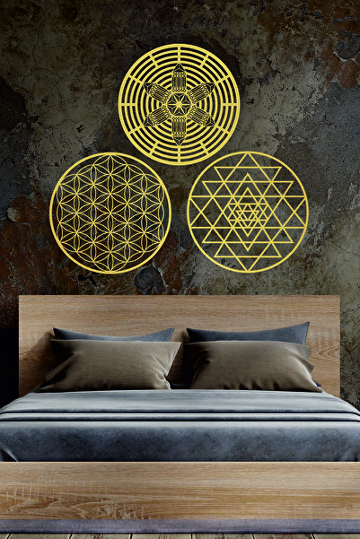 UNT Σετ Αγίας Γεωμετρίας Atlantis Mandalas, Flower of Life και Srti Yantra, Πίνακας MDF κομμένος με λέιζερ