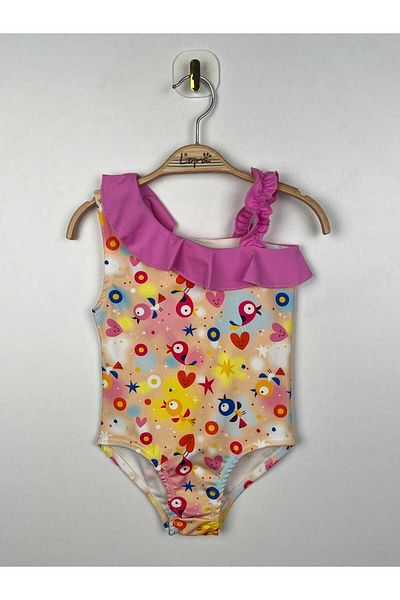 Elayza Copy - Asorti̇ Patterned Printed Girl's Swimsuit