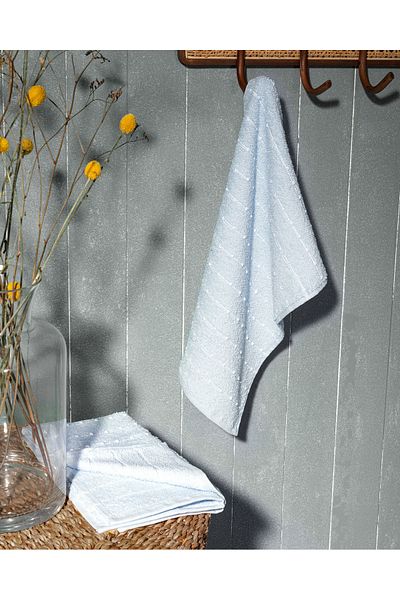 Madame Coco Set de 4 prosoape de mână Bande 100% bumbac - Albastru/Alb - 30x45 cm