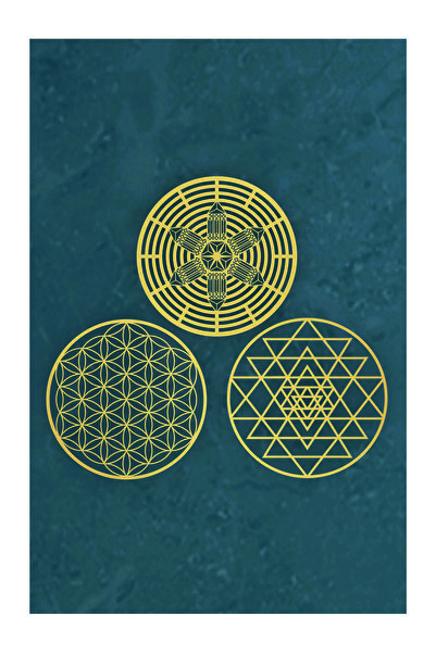 UNT Σετ Αγίας Γεωμετρίας Atlantis Mandalas, Flower of Life και Srti Yantra, Πίνακας MDF κομμένος με λέιζερ