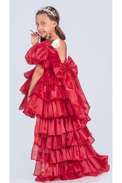 Mnk Baby&Kids Girl's Attachable Tail Detail, Crown Aspendos Evening Dress M00758 Red