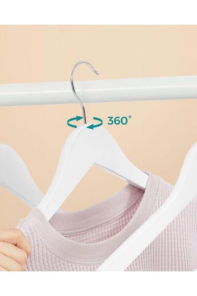 SHEWOW MOONCEE 20 PCs White Wooden Hangers - Non Slip Wood Clothes Hanger for Suits, Pants Hanger, 360° Sw