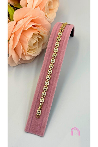 Moond Accessories Xuping Zirkon Taş Kare Kesim Gold Bileklik