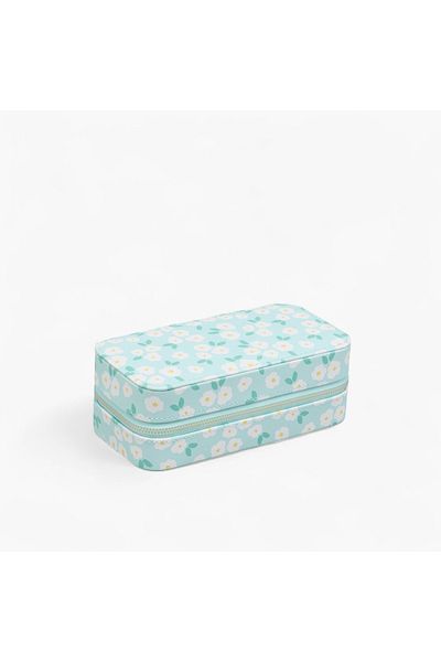 Lifestyle Floral Print Jewellery Box with Zip Closure - 21x10x8 cms