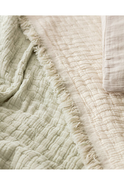 Madame Coco Grania King Size Pamuklu Yatak Örtüsü - Haki