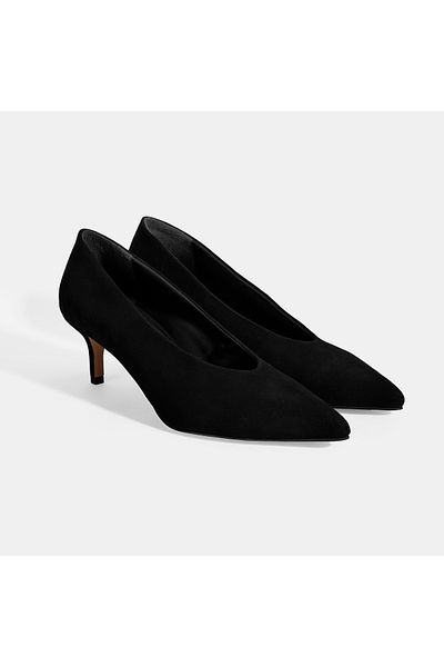 Desa Women's Black Classic Suede Heeled Shoes