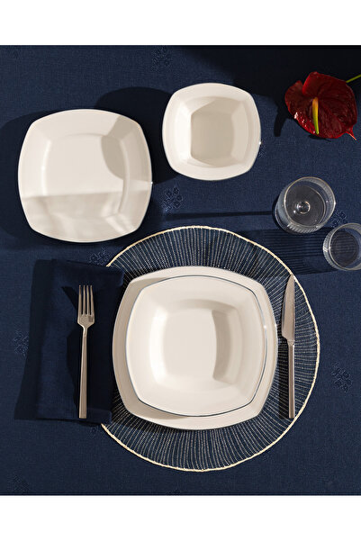 Madame Coco Noya 6 Kişilik 24 Parça Yemek Takımı - Beyaz/Silver