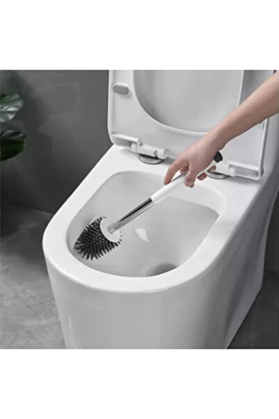 zola Βούρτσα τουαλέτας σιλικόνης, με δοχείο αποστράγγισης, πένσα, αυτοκόλλητη θήκη, ατσάλινη λαβή, τετράγωνη