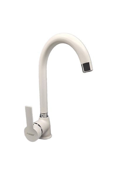 flores Sink mixer, long neck, DELTA, white