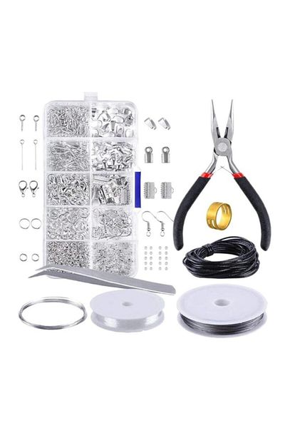 zola Set of 1080 accessories for making jewelry, rings, hooks, clips, wires, pliers, tweezers