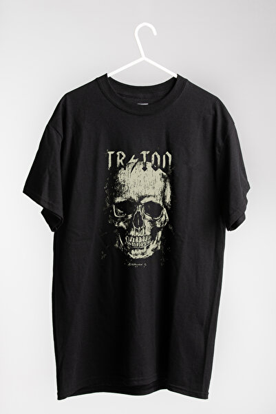 THE SHARK Vintage Erkek Tişört Motorculara Kuru Kafalı Özel Regular Fit Siyah...