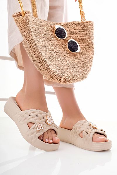 RoseVeno Women's High Scale Cross Luxury Daily Pool Beach Sea Slippers