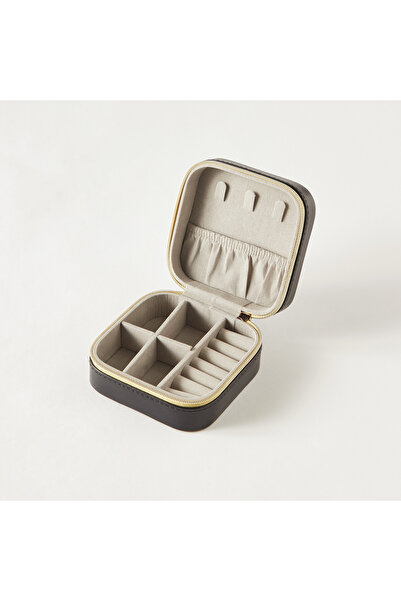 Syloon 6-Compartment Jewellery Organiser with Zip Closure - 10x10x5 cms