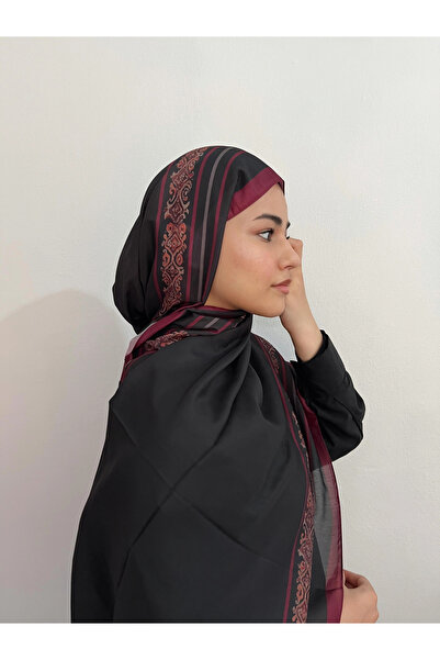 AMİNENESİL شال عرقي مسطح أسود اللون فوشيا شال قطن ناعم