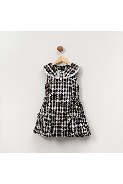 Overdo Kız Çocuk Ekose Desenli Tuvit Kumaş Elbise %100 Pamuk