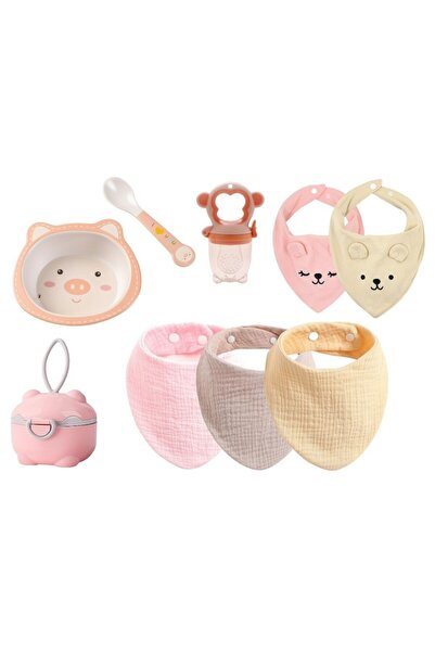 Mixbo Pachet Pentru Diversificare Bavete Textile, Suzeta pentru fructe, Recipient Lapte Praf, Set 2 Piese